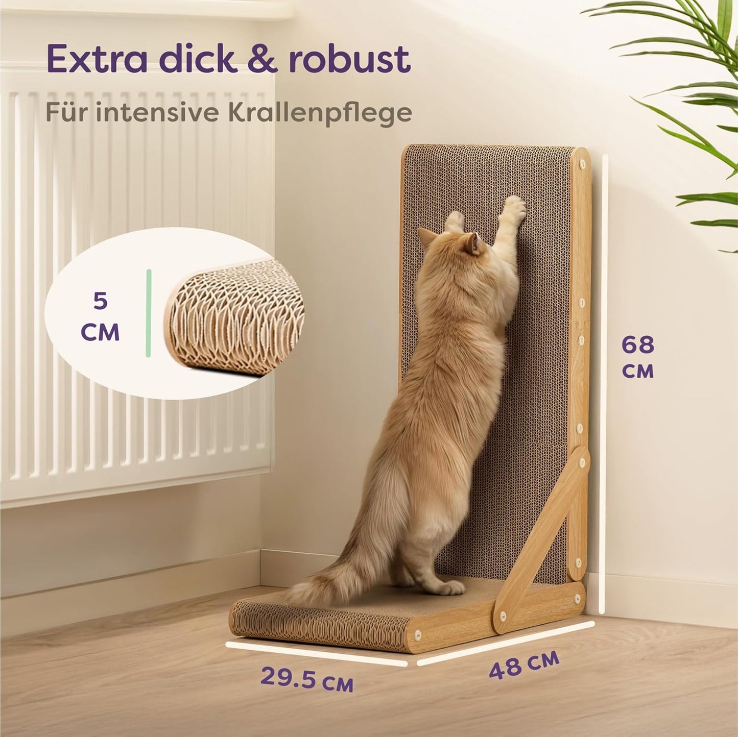 Kratzbrett L-förmig für Katzen (68 cm, wendbar)