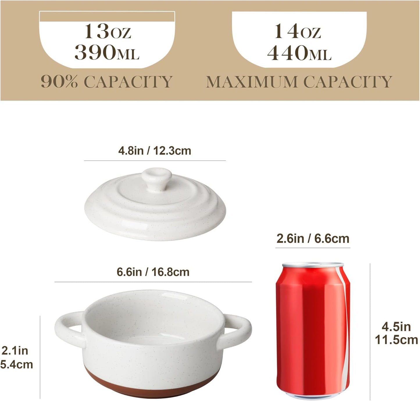 4-teiliges Cocotte Set mit Deckel, Vanilleweiss