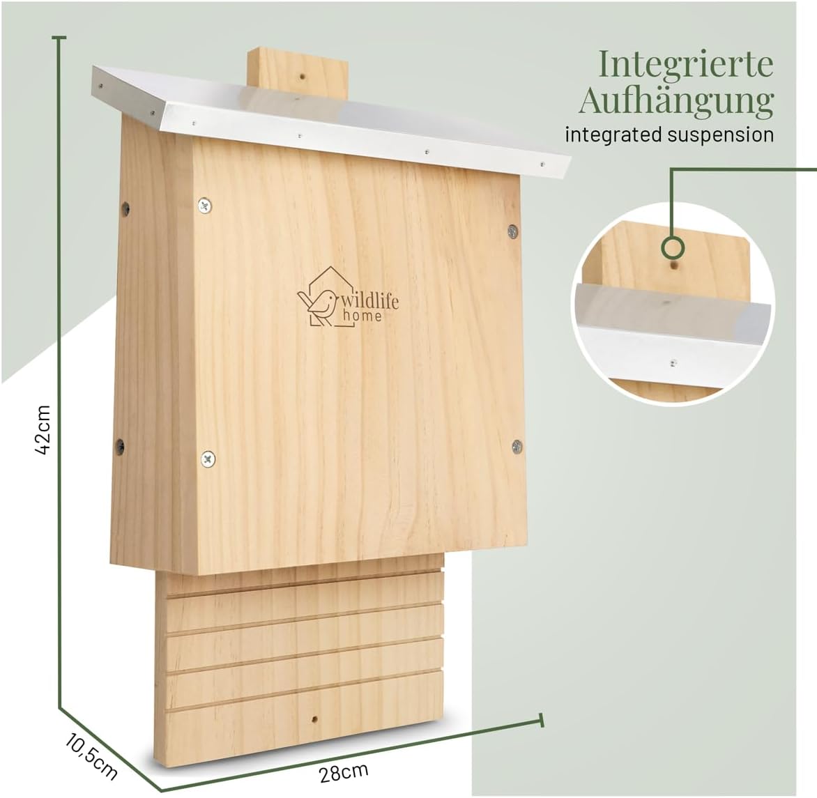 Fledermauskasten mit Metalldach, Fledermauskasten mit Metalldach