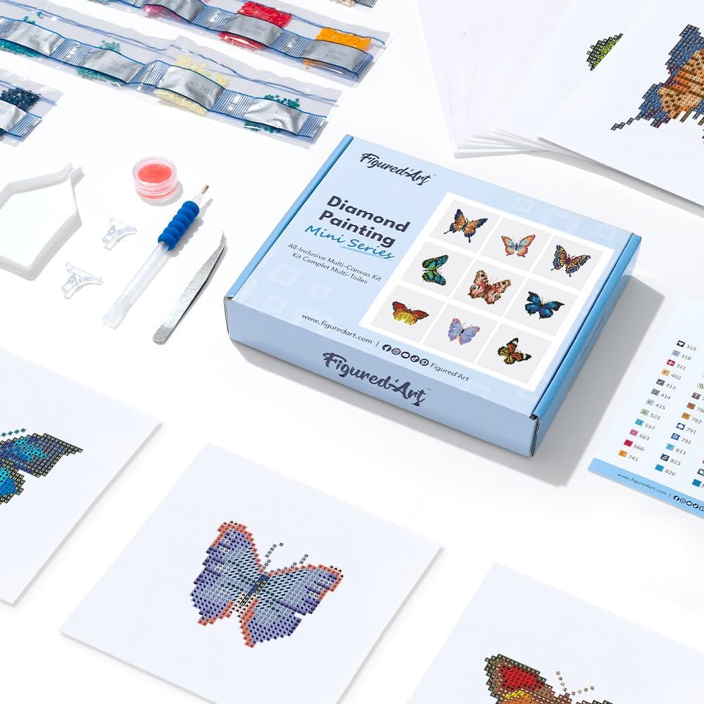 Mini Serie Diamond Painting Set mit 12 Stück, Schmetterlinge PROBLEMYOUMUSTCHECK