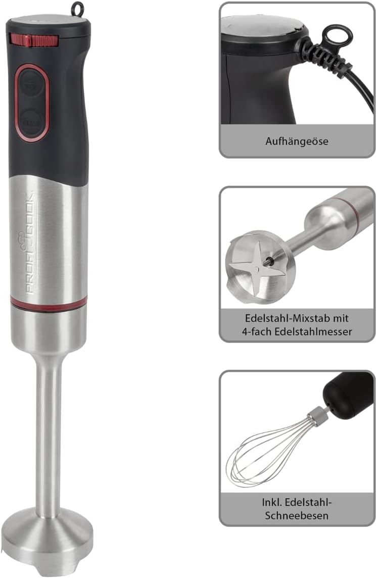 Stabmixer PC-SMS 1226, Kompakt-stabmixer-set Inkl. Schneebesen Pc-sms 1226