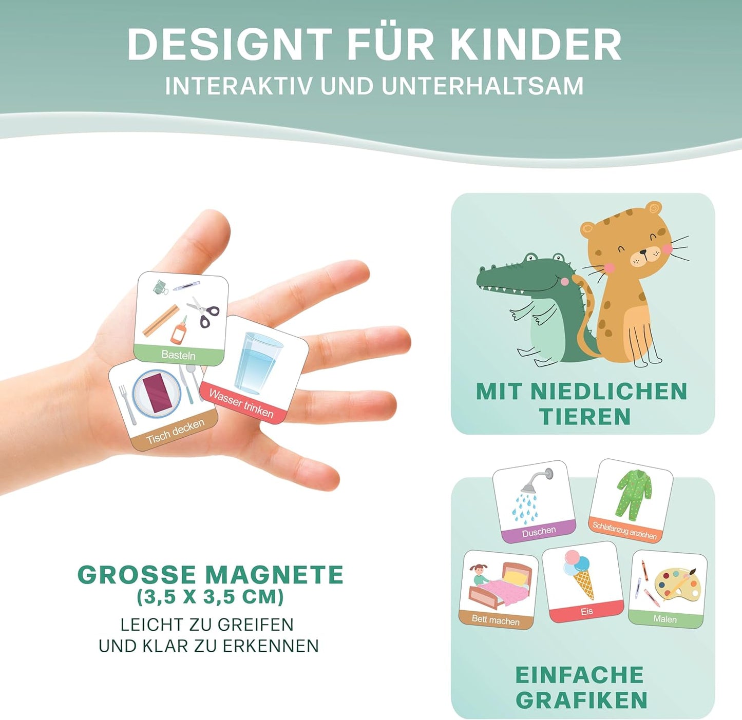 Montessori Magnet-Tagesplaner für Kinder (inkl. 160 Magnete), Tagesplan