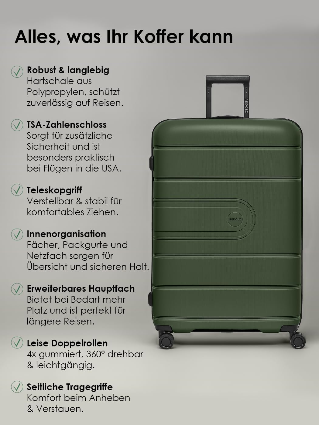 3-teiliges Koffer-Set Essentials 11, Olive Kofferset+ (3-teilig) erweiterbar