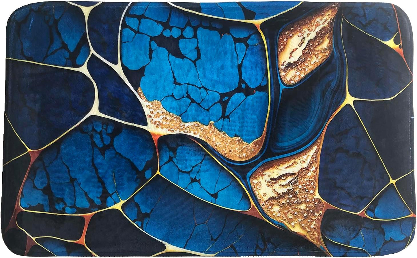 Rutschfester Badteppich, waschbar und weich, Marmor Cobalt 50 x 80 cm (Rechteckig)