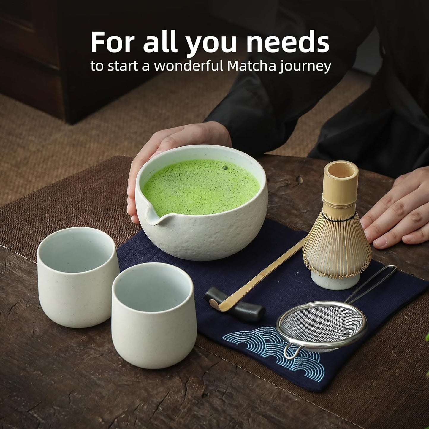 9-teiliges Matcha Tee-Set, 9Stück/Set, Schüssel-Set + 2 Tassen Grau-lt.-