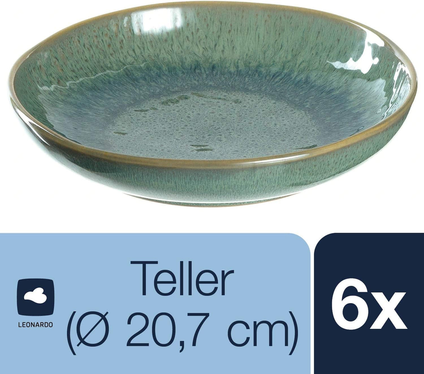 Matera 6er Set Keramikteller, Grün Single