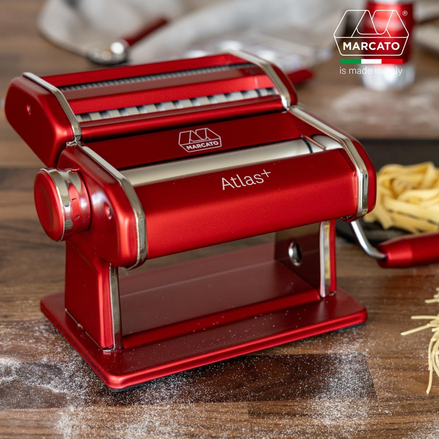 Atlas+ Nudelmaschine für Lasagne & Spaghetti, Rot