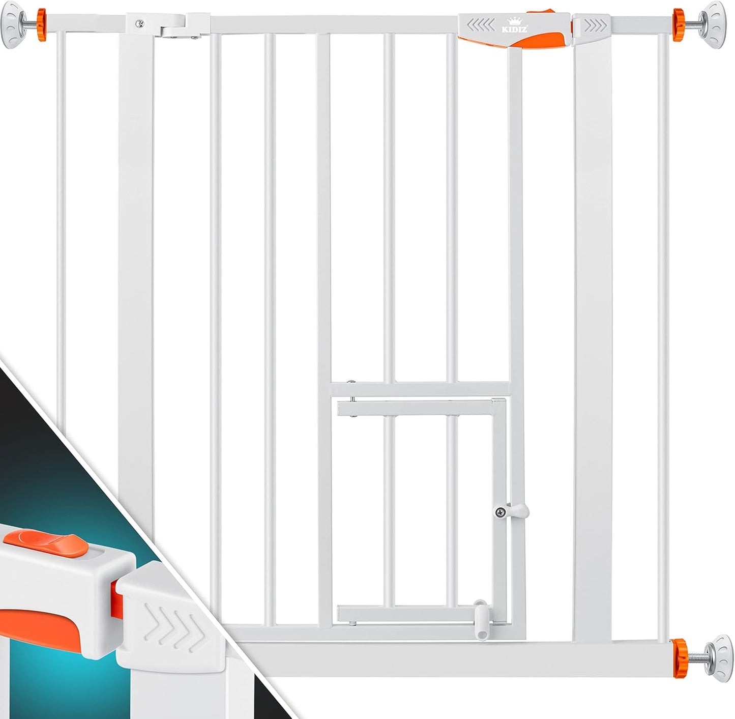 Türschutzgitter mit Haustiertür, Orange 74-87 cm