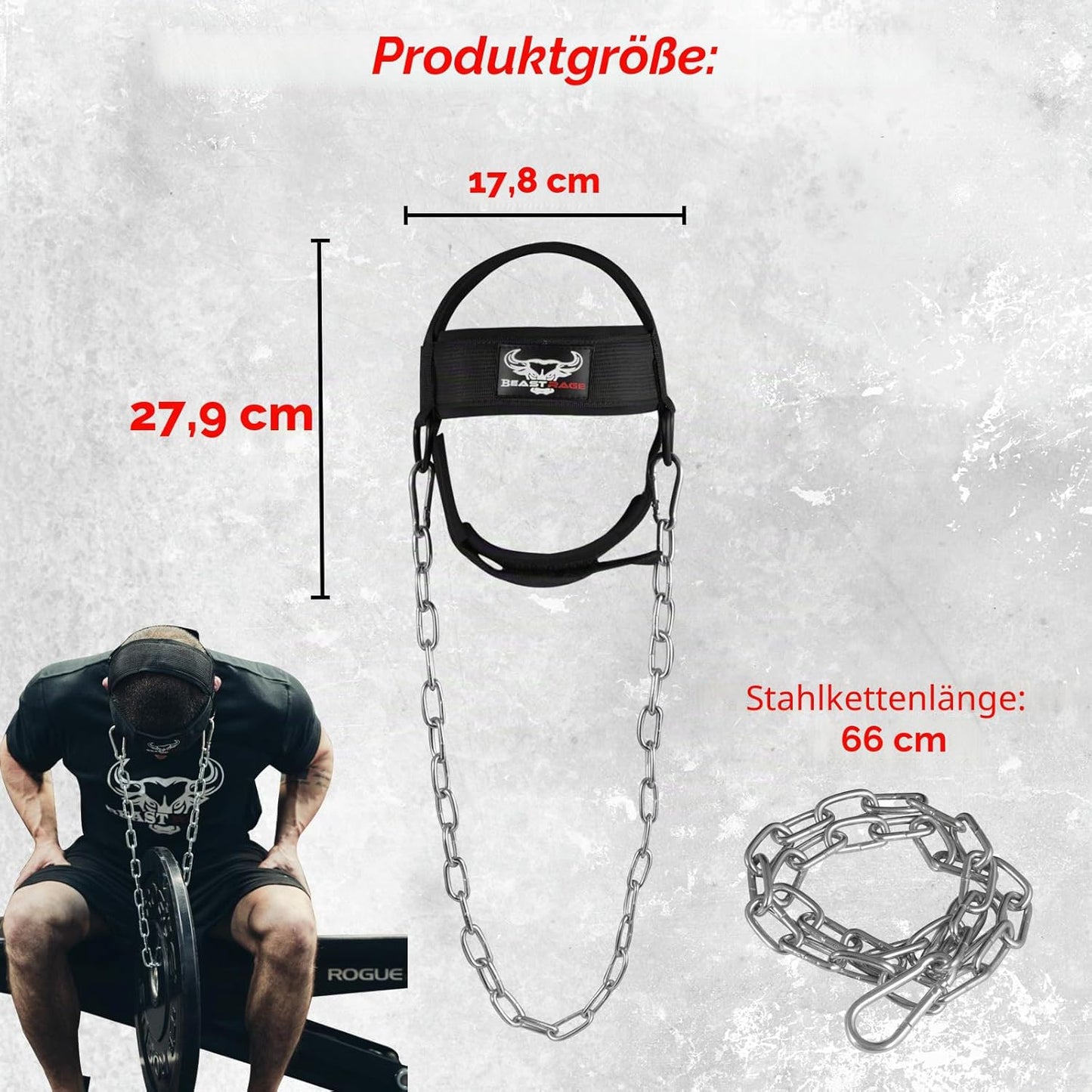 Verstellbares Kopfgeschirr mit Stahlkette