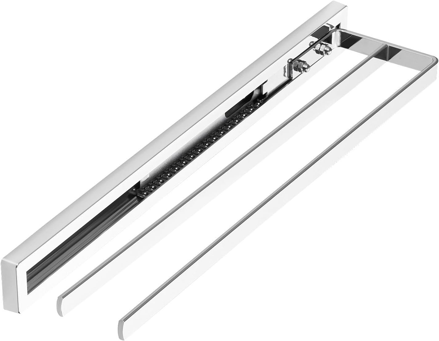 Handtuchauszug 2-armig für Seitenmontage (eckig), 2-armig eckig 415 mm Chrom Poliert