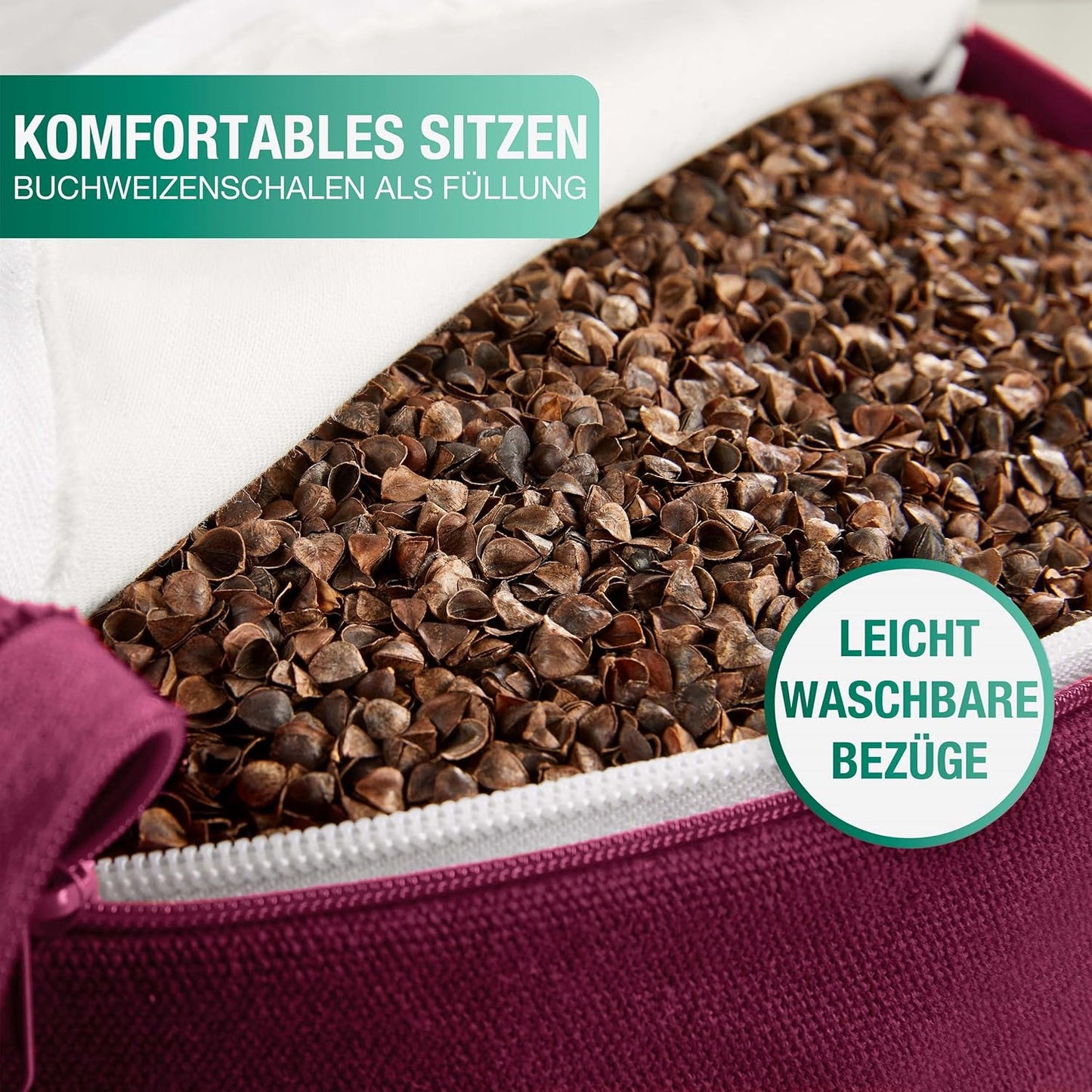Meditationskissen-Set mit Yogagurt & E-Book, Aubergine