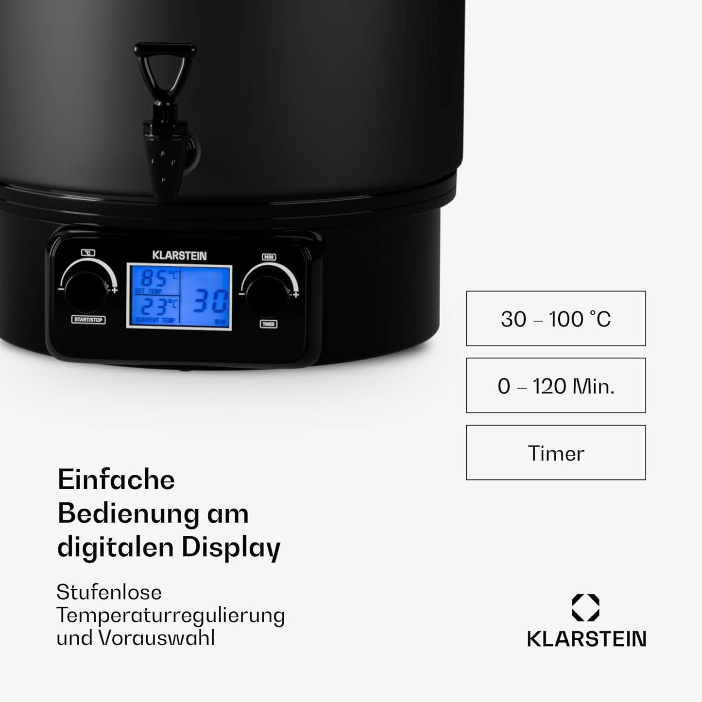Digitaler Einkochautomat mit Zapfhahn, Matt_schwarz, 27 Liter (digital)