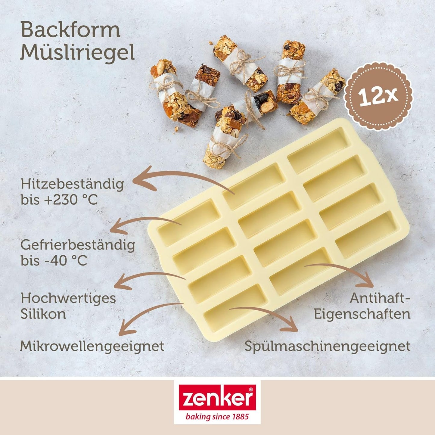 Müsliriegel Backform für 12 Riegel, 1