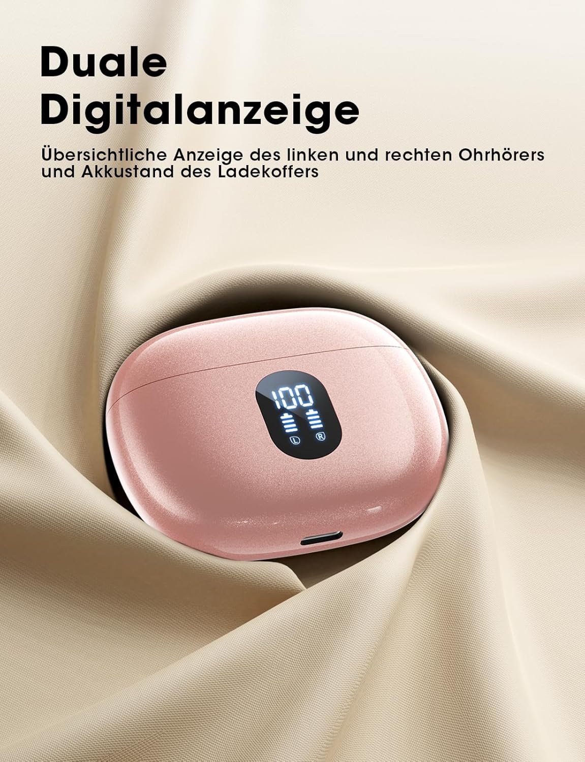 Kabellose In-Ear Kopfhörer mit Noise Cancelling, Rosa