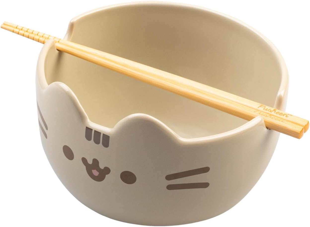 Ramen-Bowl Pusheen the Cat mit Stäbchen