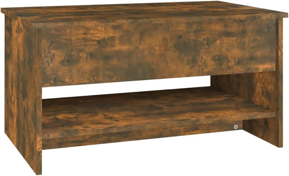 Höhenverstellbarer Couchtisch mit Stauraum, Räuchereiche, 80 x 50 x 41.5 cm