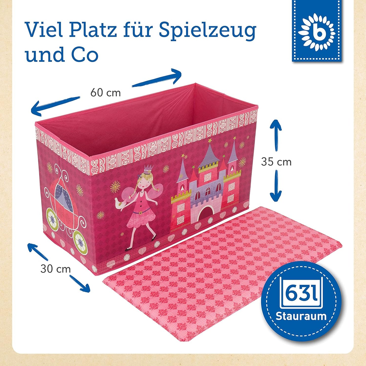 Aufbewahrungsbox mit Deckel Prinzessin, Pink