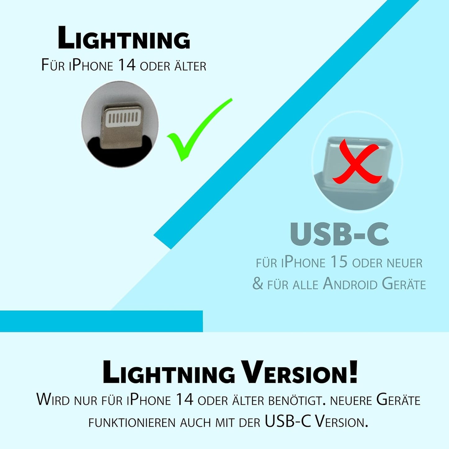 Retro Telefonhörer für iPhone mit Lightning-Anschluss, für iPhone mit Lightning Azur