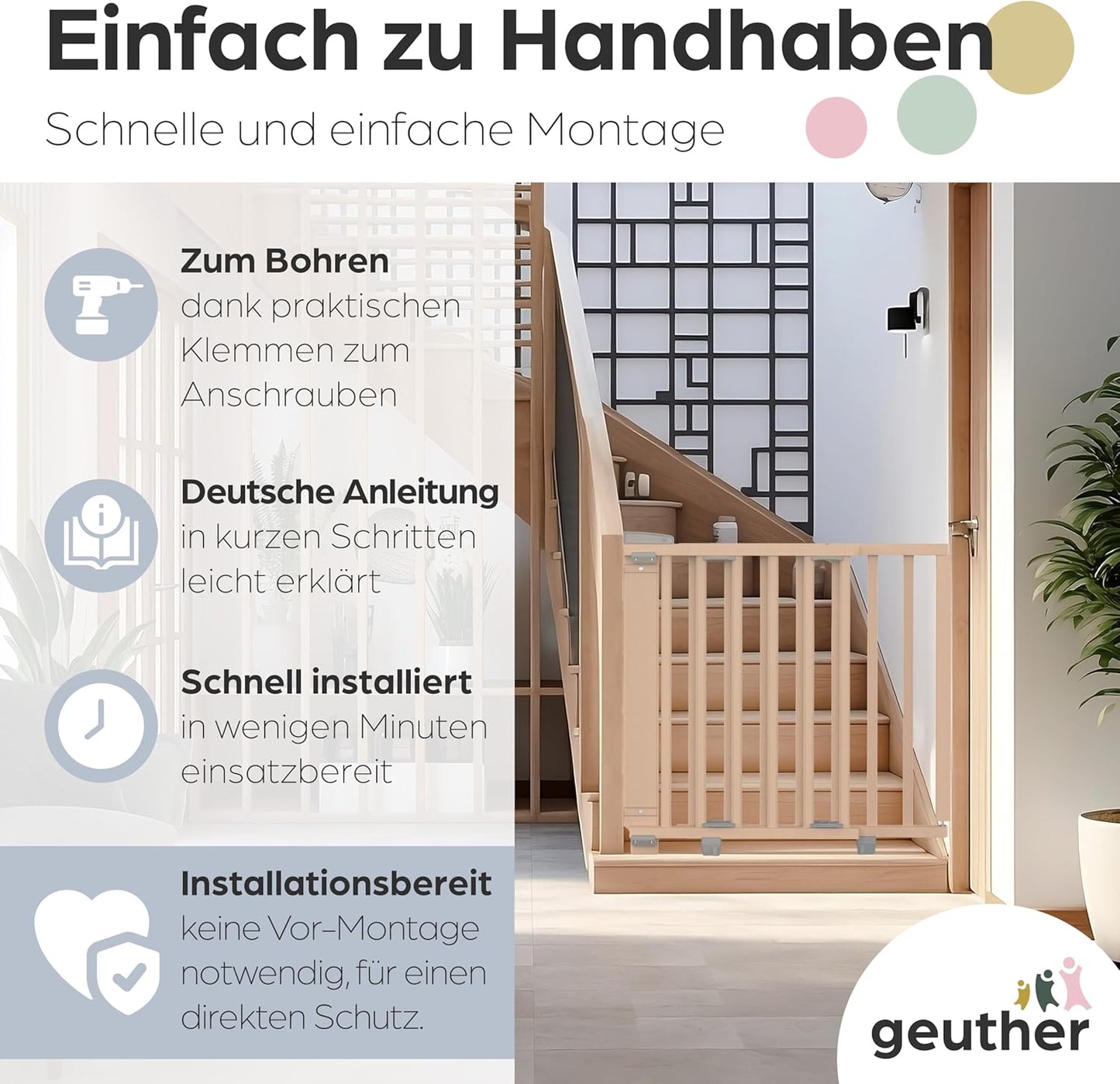 Treppenschutzgitter Oris, Naturbelassen 67-107 cm