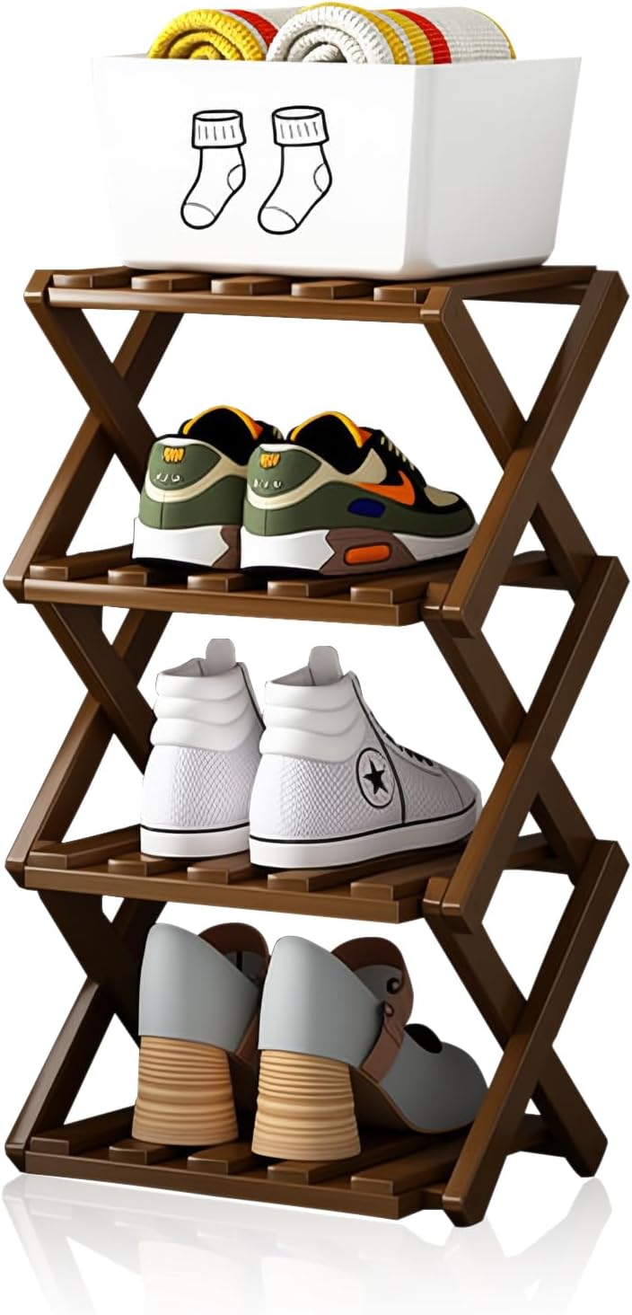 Faltbares Bambus-Schuhregal