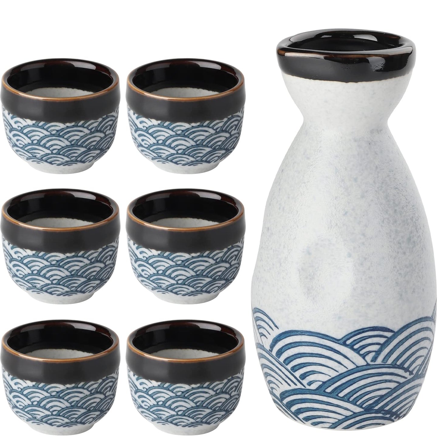7-teiliges Sake-Set für heisse oder kalte Sake, Grau