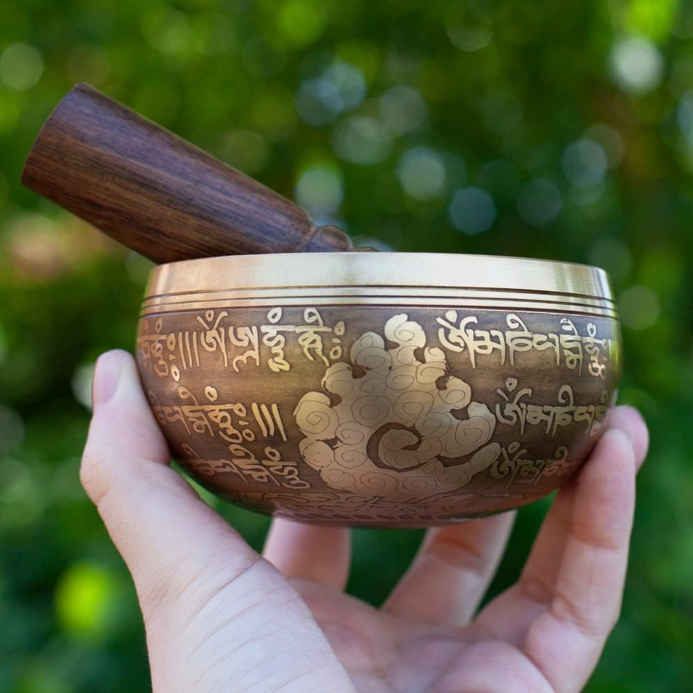 Tibetisches Klangschalen für Meditation 10,2 cm, Gold - Gelb