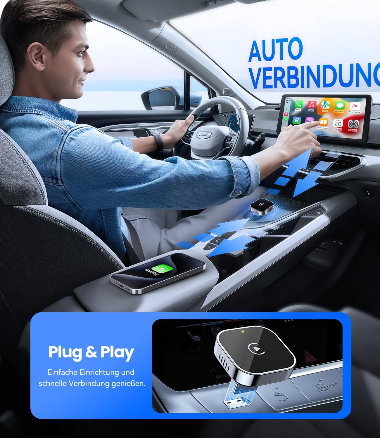 Wireless CarPlay Adapter für iPhone-Autosysteme, Schwarz