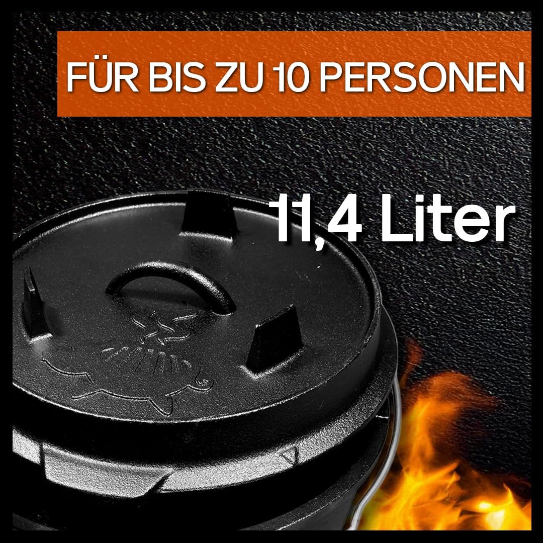 Gusseisen Dutch Oven, 11,4 L ohne Füsse