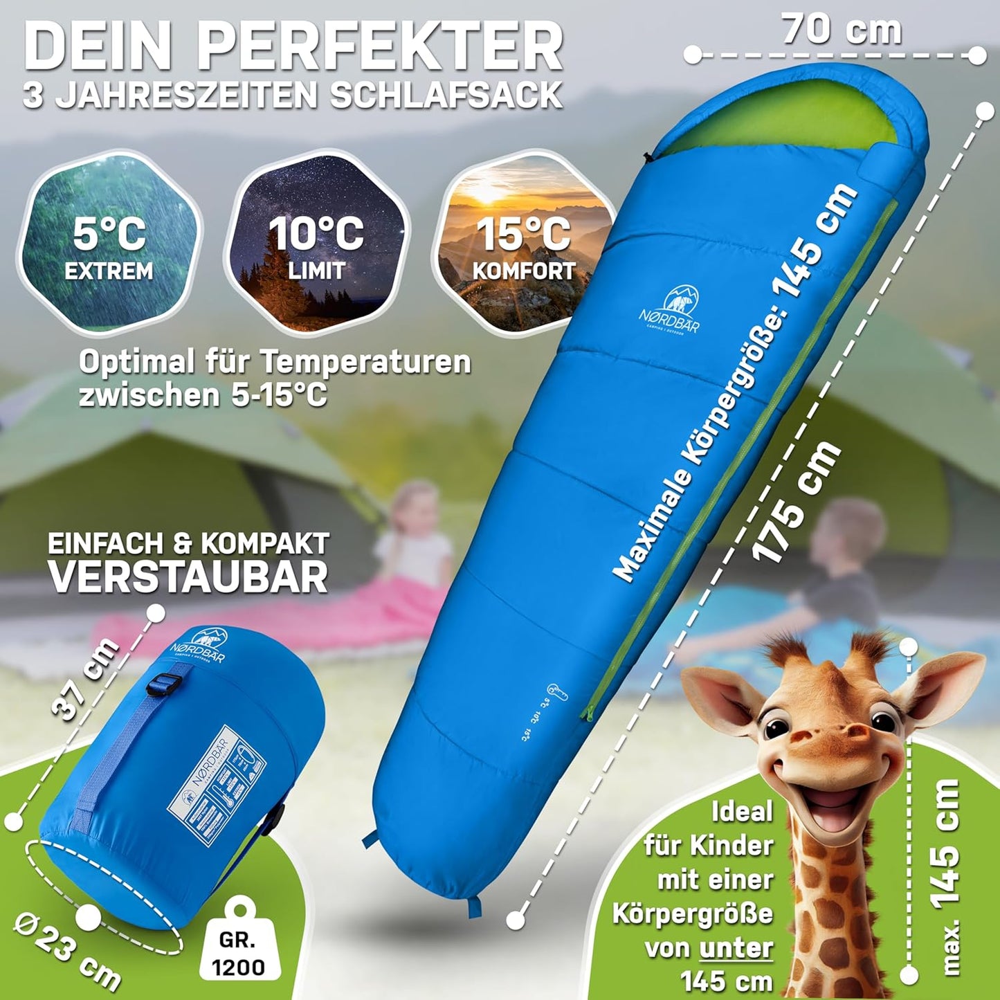 Kinderschlafsack, Blau/Grün