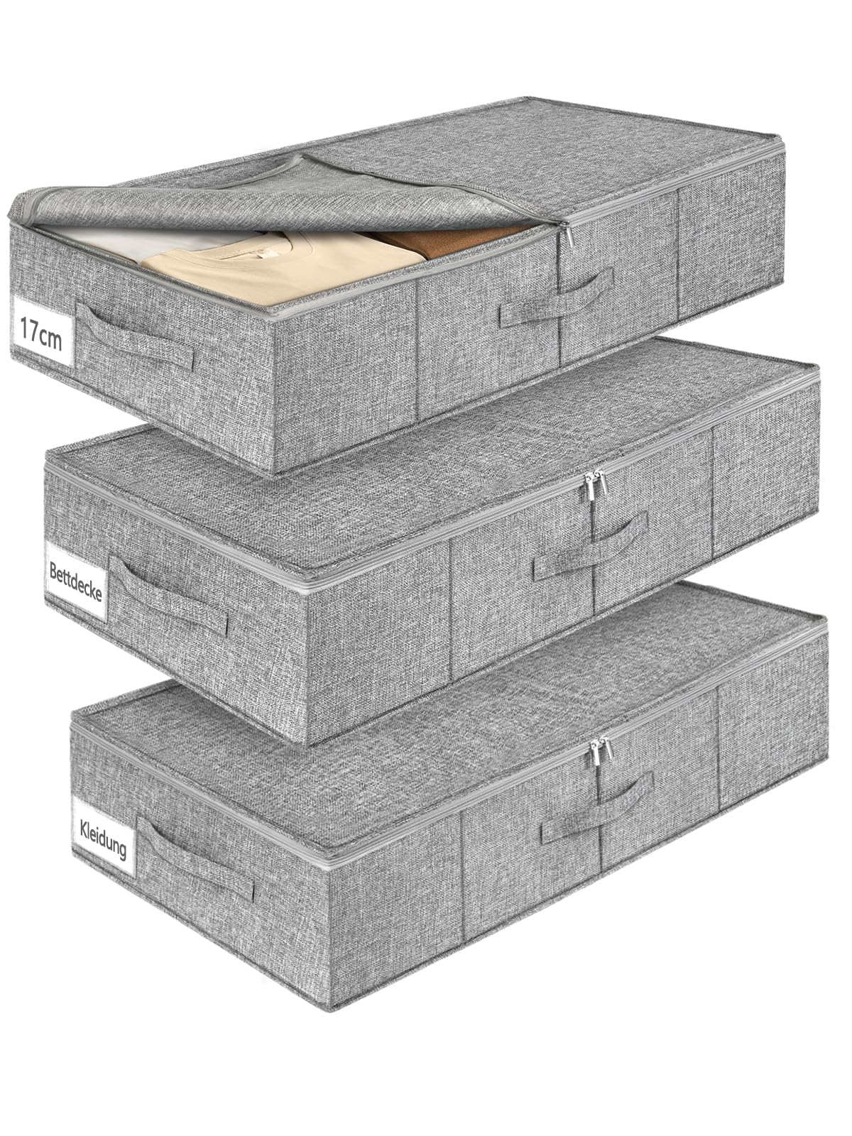 Faltbare Unterbett-Aufbewahrungsboxen, 3 Stück, Space-Serie, 3pcs-grey