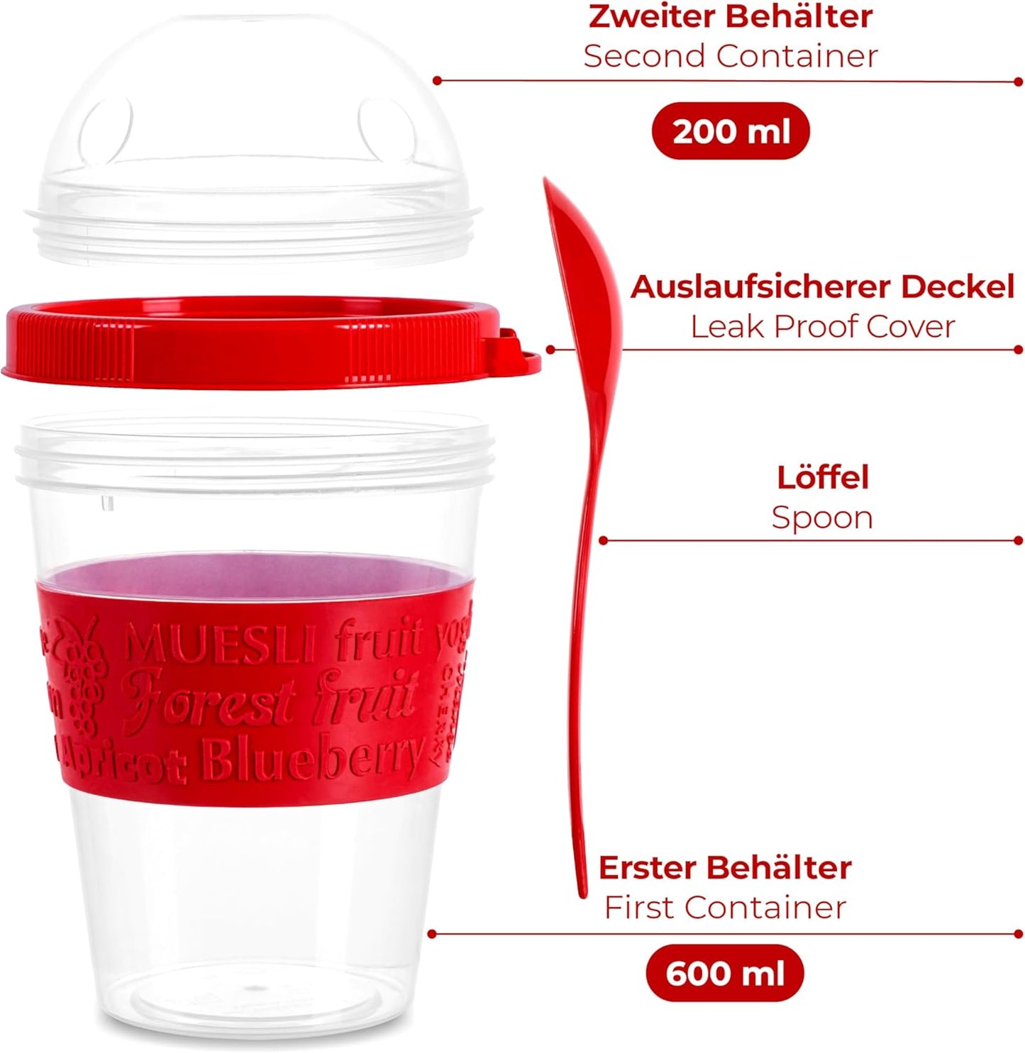 4er Set Joghurtbecher To Go, 4er Set