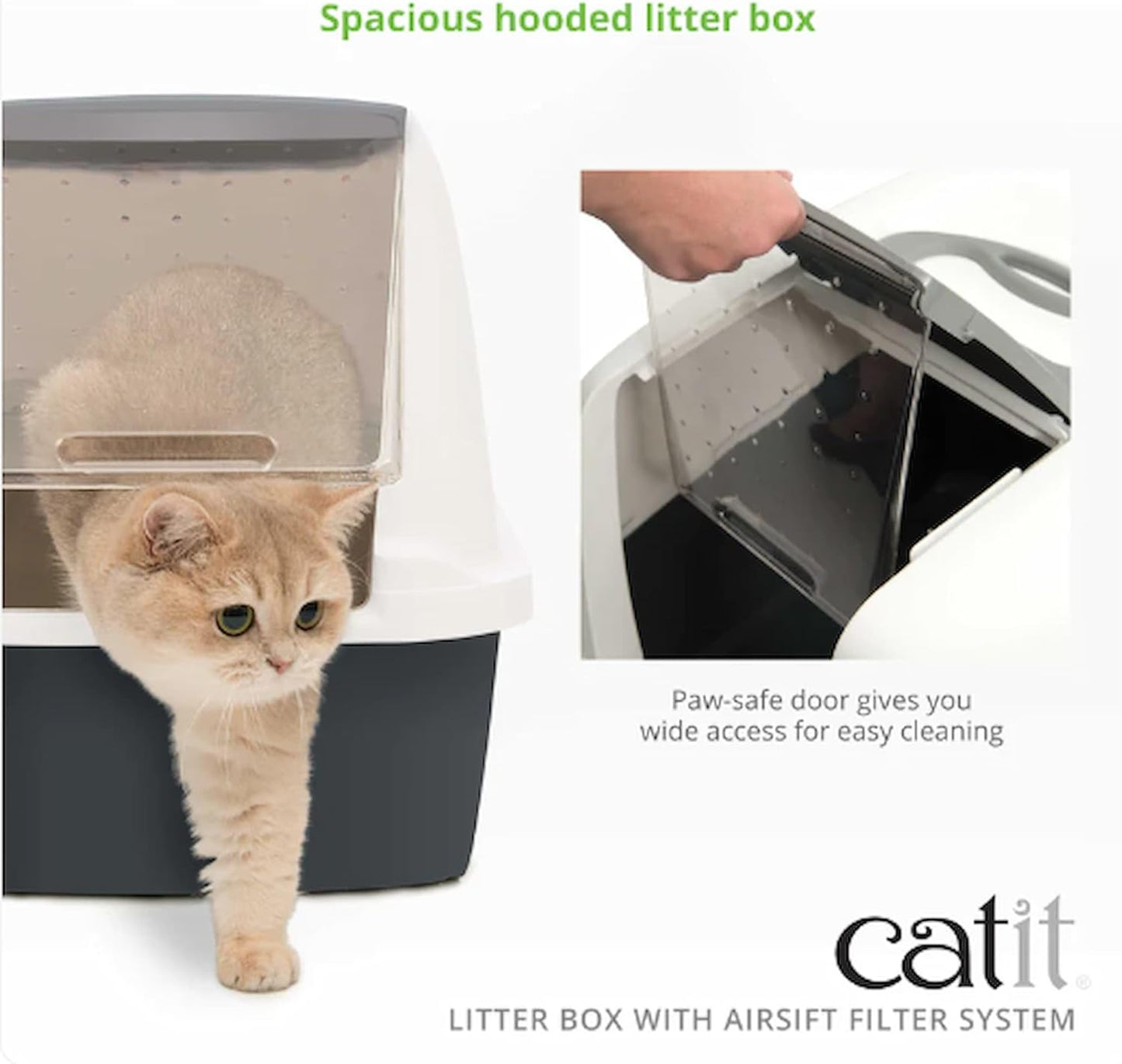 Jumbo Katzentoilette mit Abdeckung, Weiss/Grau 57 x 46 x 43 cm