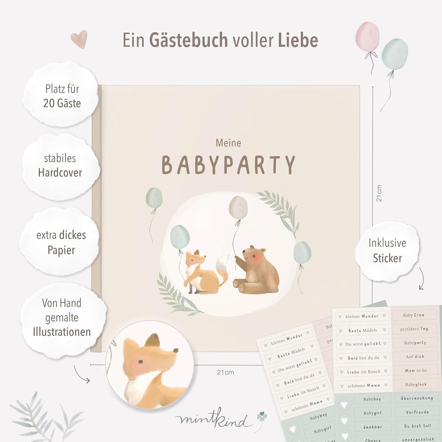 Gästebuch meine Babyparty, Babyparty Beige