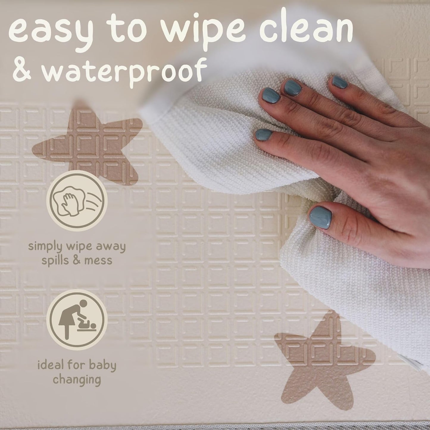 Wend- und Faltbare Spielmatte, 200 x 150 cm Beige