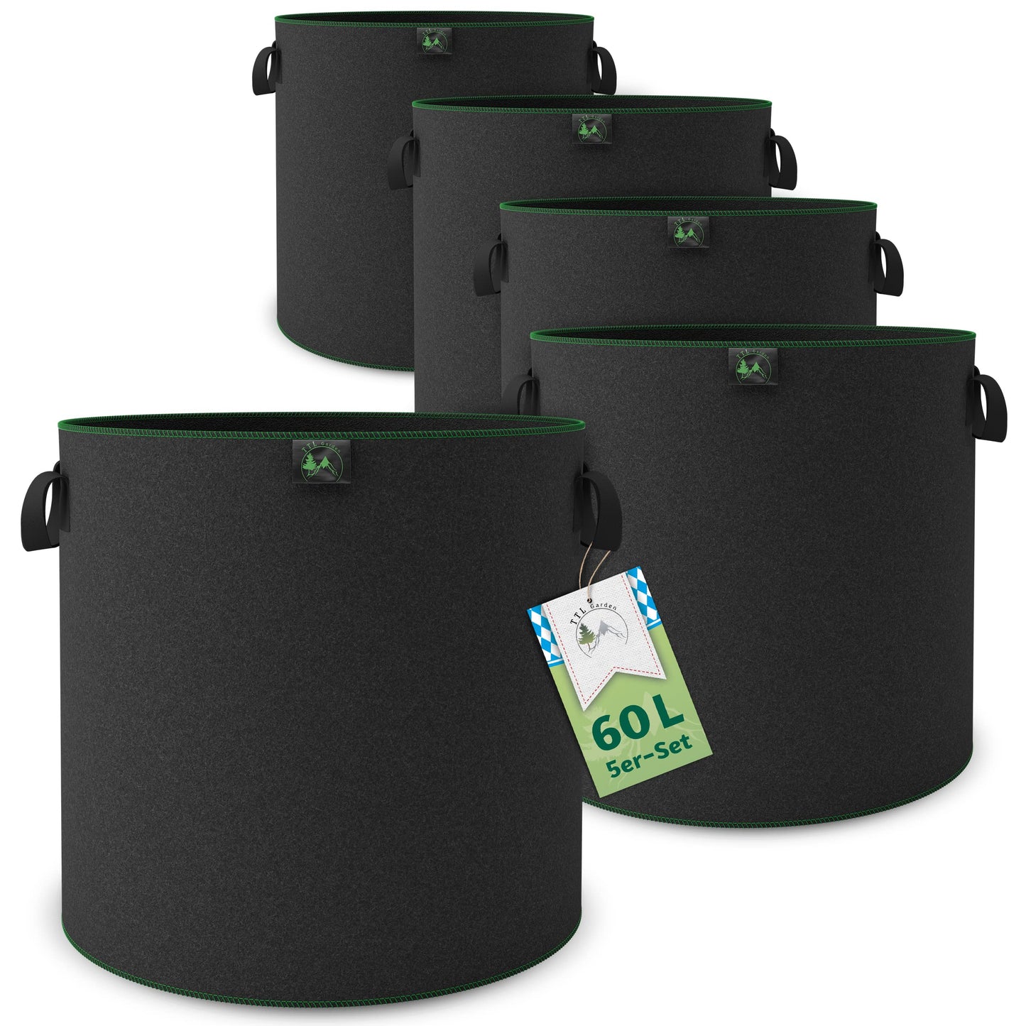 5er-Set Pflanzsäcke, 60 Liter Allrounder 5