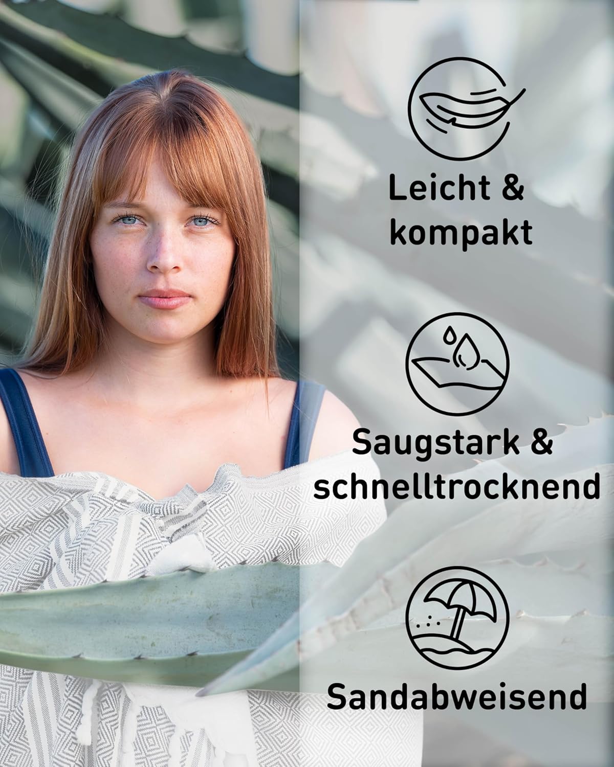 Schnelltrocknendes Hamamtuch, 200x200 cm, 04 Light Grey - Diamond 200 x 200 cm