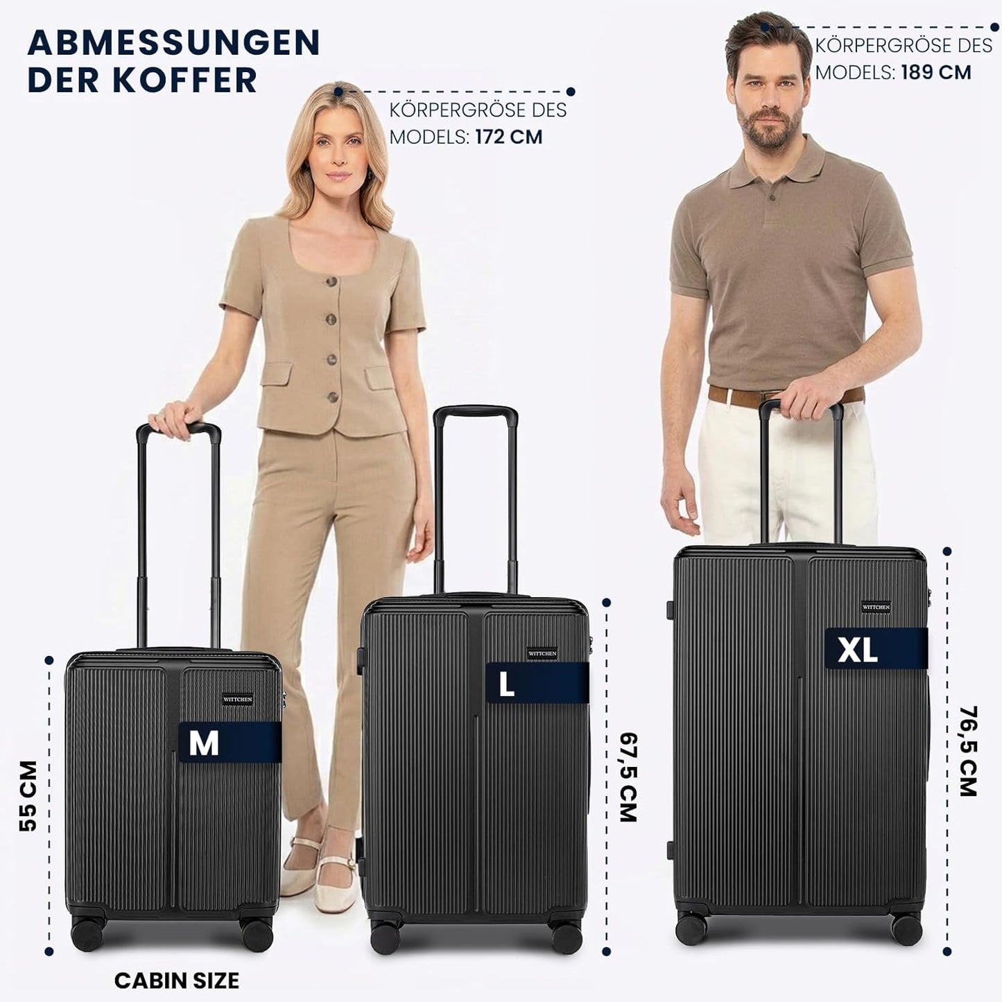 Hartschalen-Trolley, Schwarz Grosser Koffer - XL