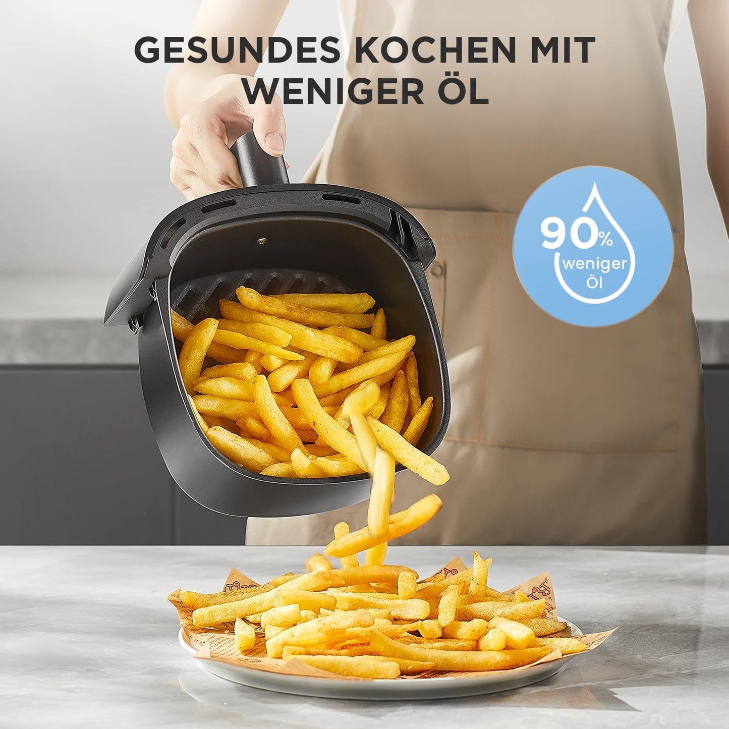 Heissluftfritteuse 2L, 2L Schwarz