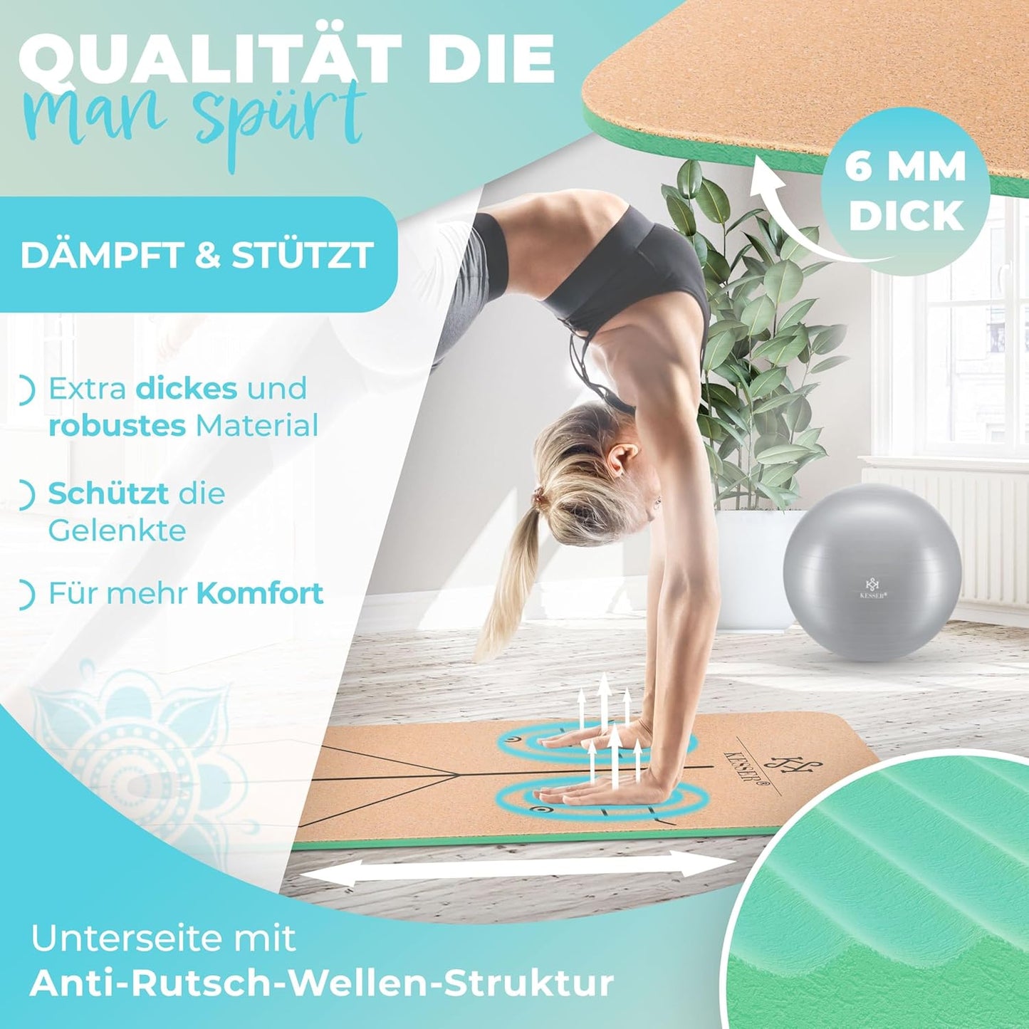 Yogamatten-Set, Mint Grün