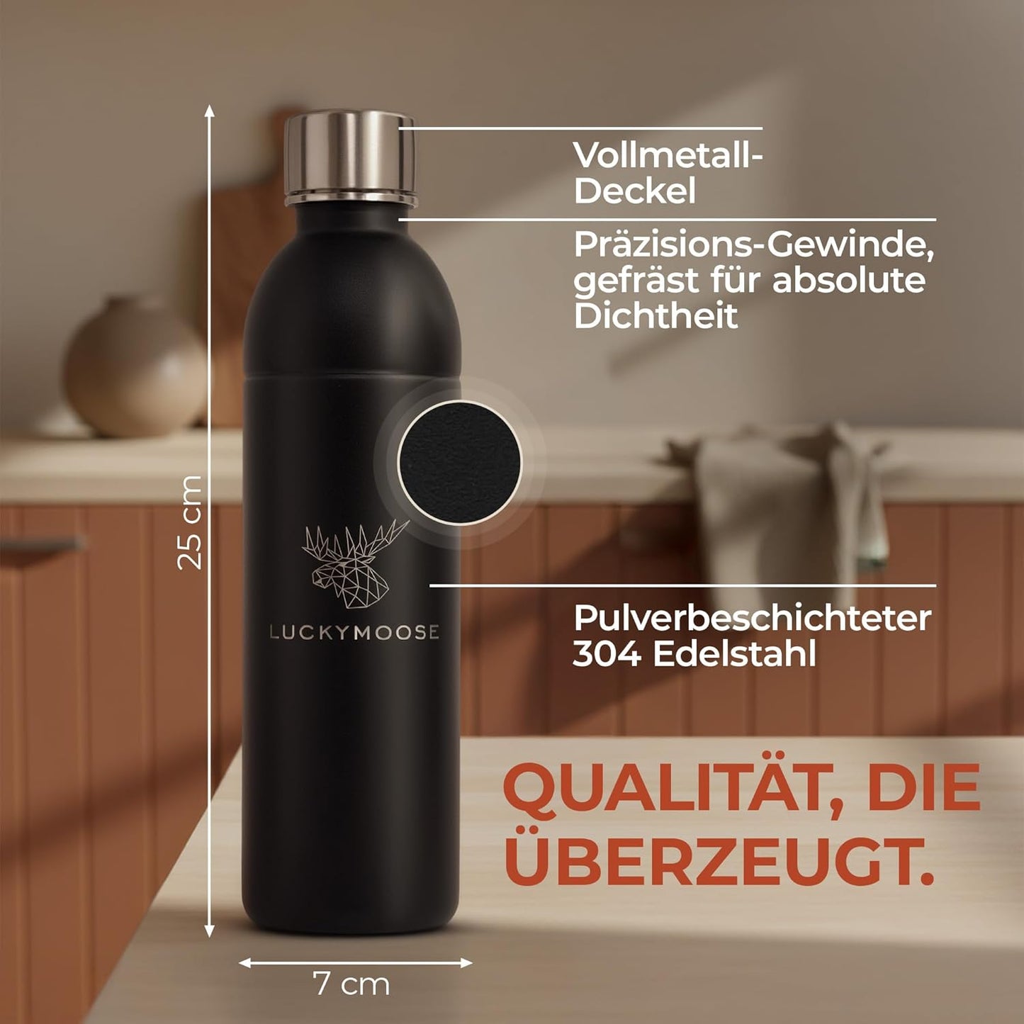 Wassersprudler-Flasche, 0.75L, Black 0,75L (1 Stück)
