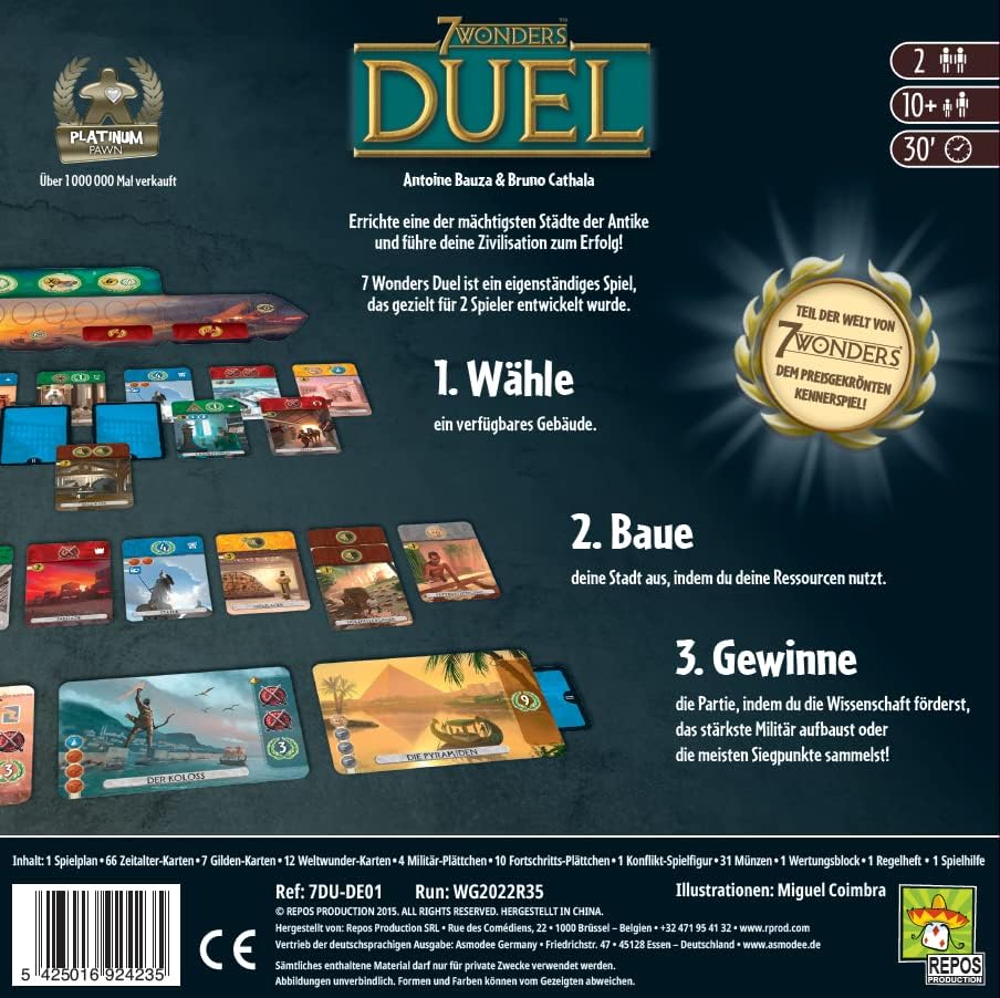 7 Wonders Duel Brettspiel, 2 Spieler a. 7 Wonders Duel (Grundspiel)