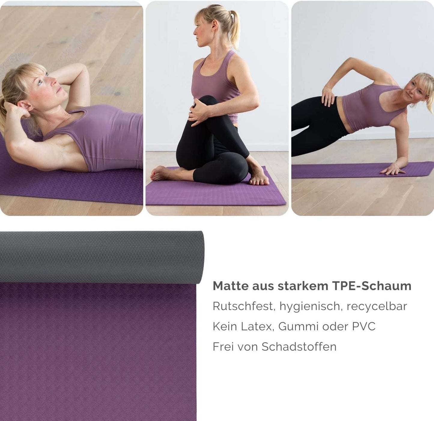 Yoga Starter-Set mit Matte, Blöcken & Gurt, schwarz