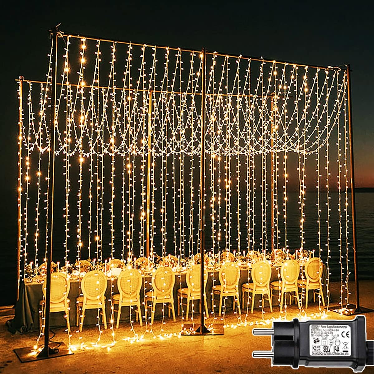 LED Lichtervorhang 6x3m, 1 Stück Warmweiss