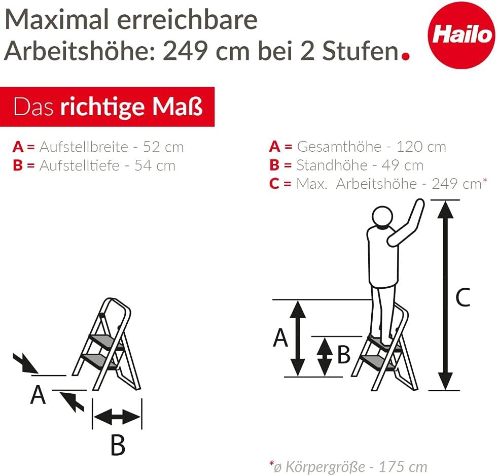 K100 Topline Alu-Klapptritt-Leiter, 2 Stufen Silber