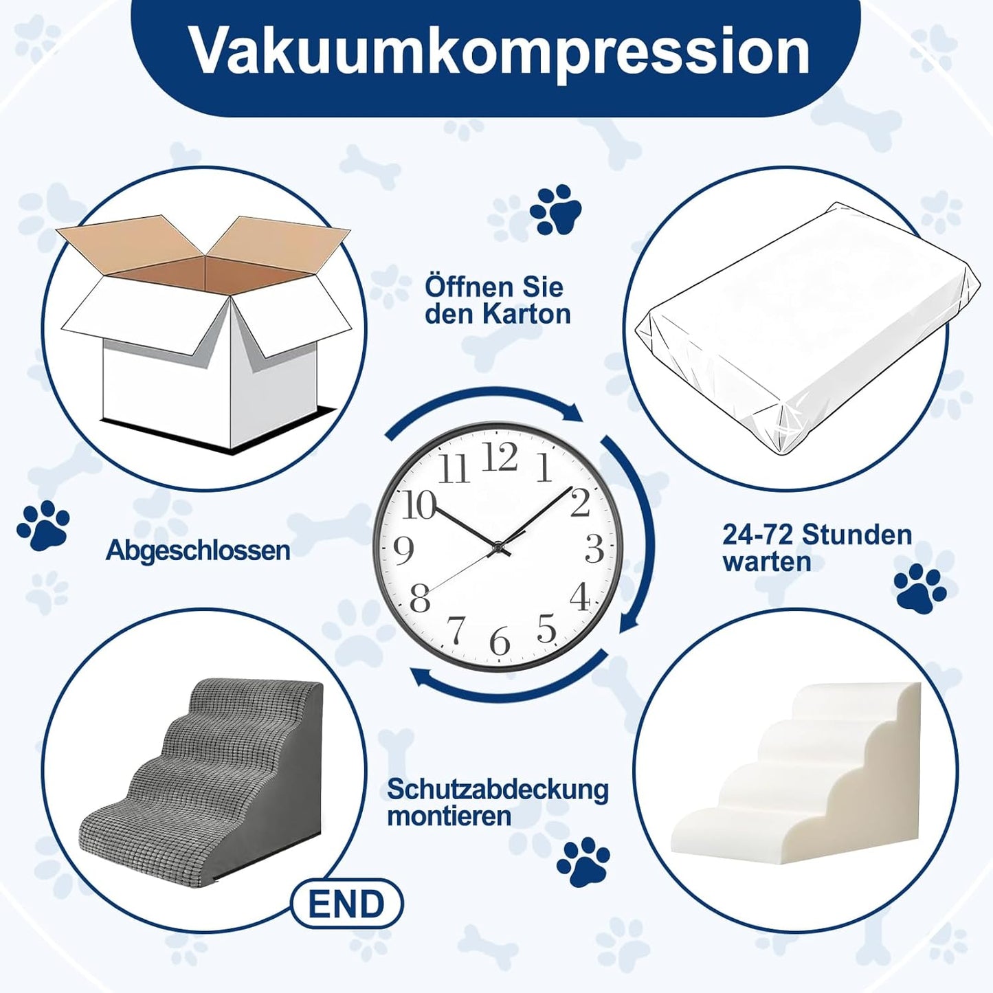 Haustiertreppe, 4 Stufen Grau Hundetreppe