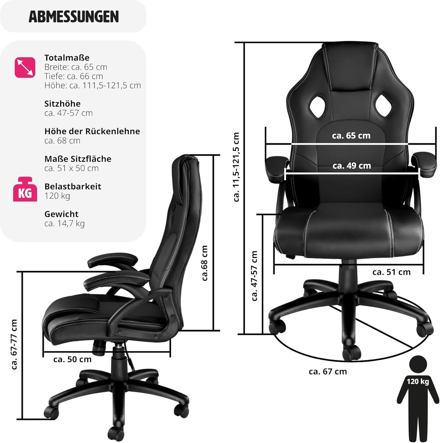 Schreibtischstuhl, Schwarz-schwarz