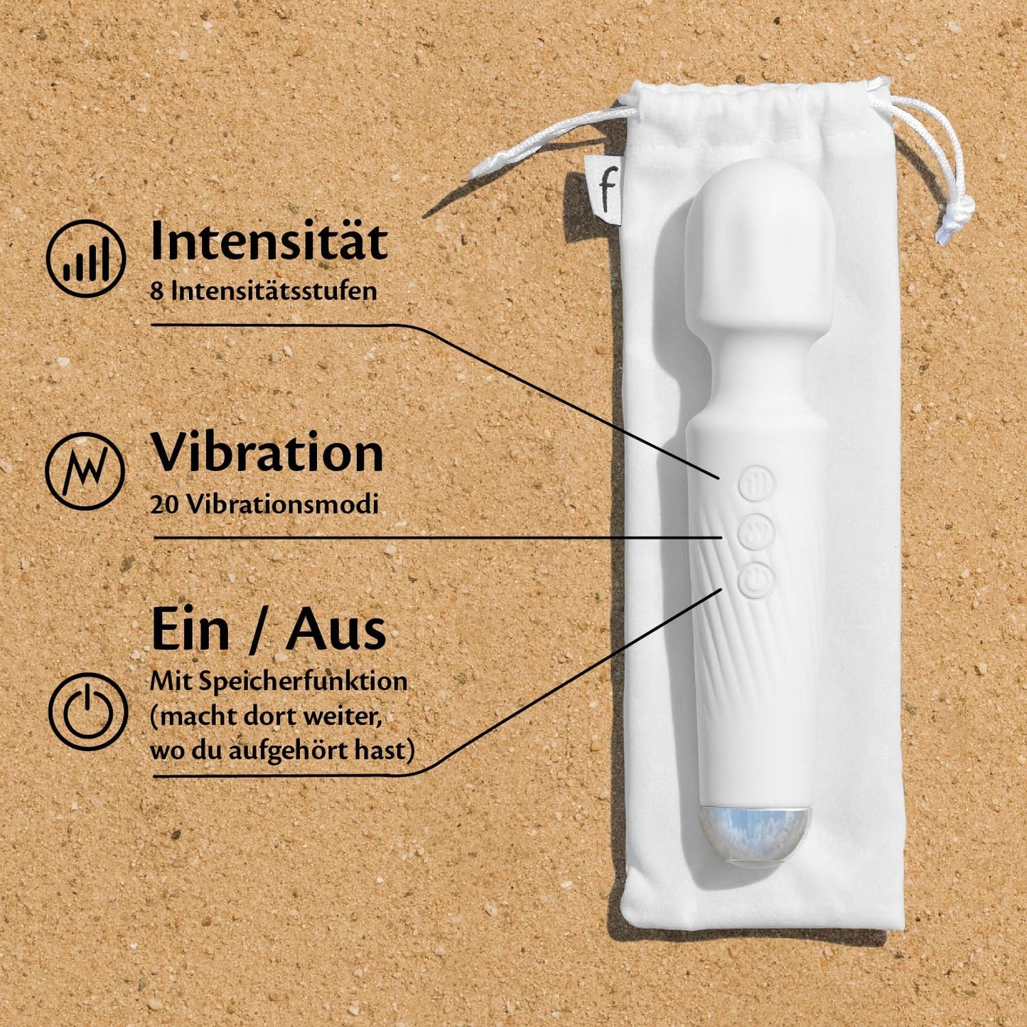 Magic Wand Vibrator mit 160 Kombinationen, Pure Serie, Whisper White