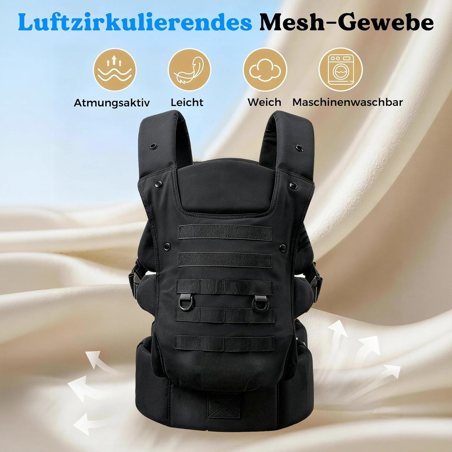 Ergonomische Babytrage für Väter, Schwarz