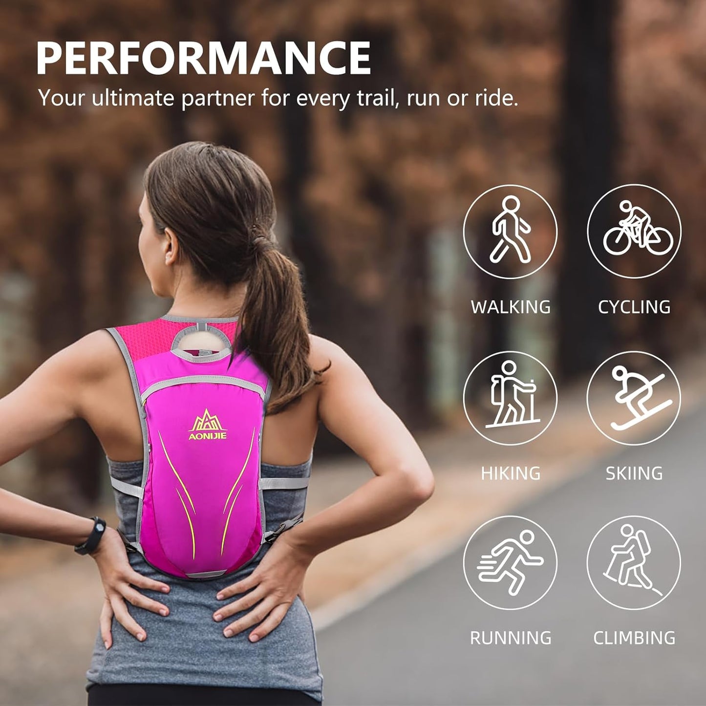 Trinkrucksack für Outdoor-Sport & Trailrunning, rosarot (ohne zwei flaschen)