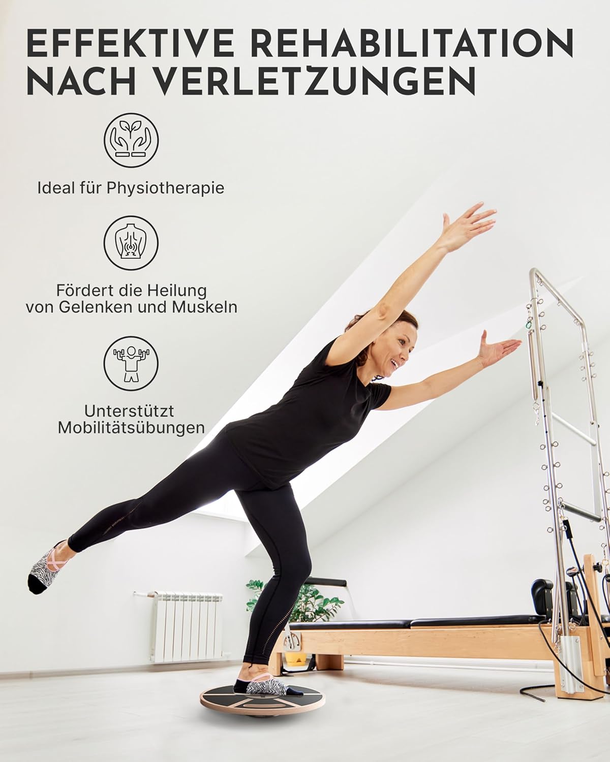 Balance Board mit Griffen, Balance Pad Echtholz